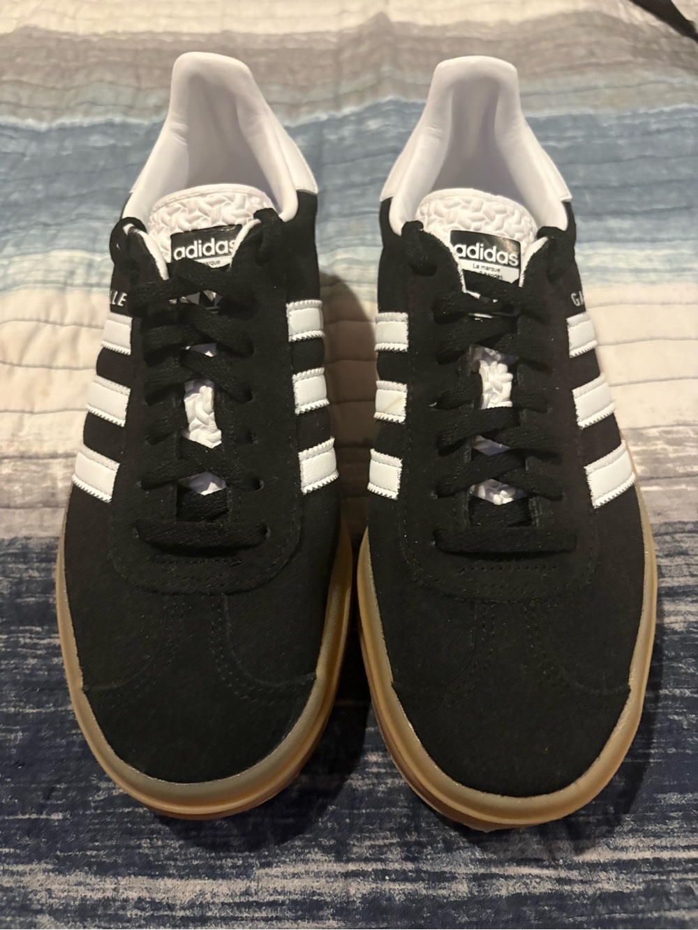adidas Black White Gum-Soled Athletic Sneakers